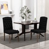 Decoways - Eetkamerstoelen 2 stuks linnen-look stof zwart