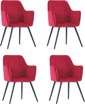 Decoways - Eetkamerstoelen 4 st fluweel donkerrood