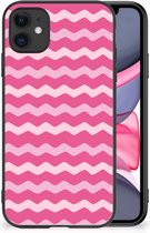 Smartphone Hoesje Geschikt voor iPhone 11 Bumper Hoesje met Zwarte rand Waves Pink
