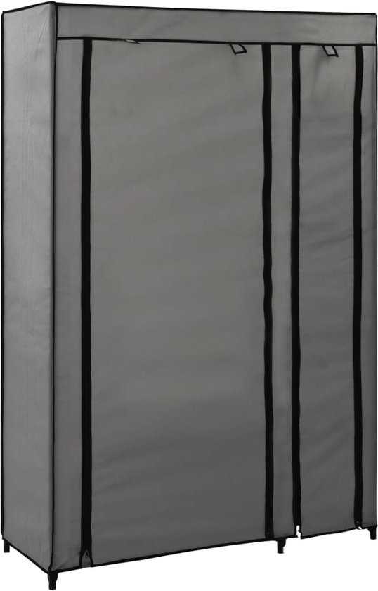 Decoways - Kledingkast opvouwbaar 110x45x175 cm stof grijs
