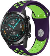 Siliconen Smartwatch bandje - Geschikt voor  Huawei Watch GT sport band - paars geel - 46mm - Horlogeband / Polsband / Armband