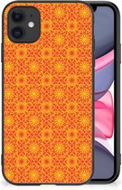 Smartphone Hoesje iPhone 11 Cover Case met Zwarte rand Batik Orange