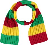 Feest kindersjaal 2 x 2 rib | rood/geel/groen | junior | Sjaal meisje | Sjaal jongen | Carnaval | Kinder sjaal | Sjaal kind | Gekleurde sjaal | Apollo