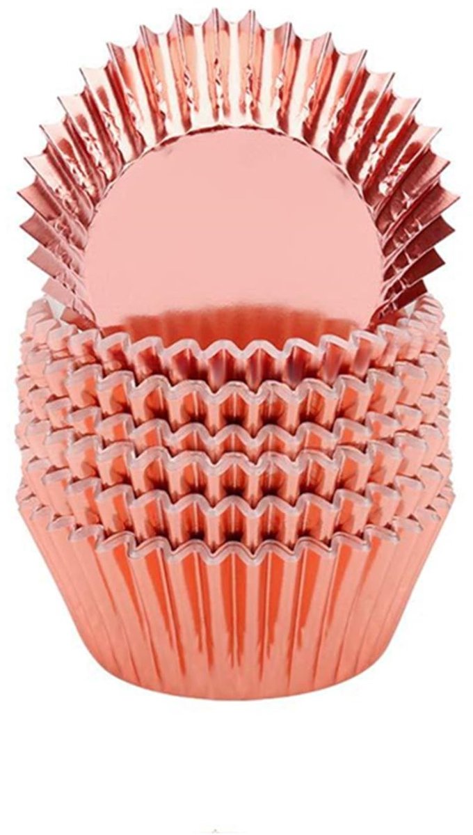 Dailygoods- Muffin Cases 100 Stuks - Mini Cupcake-vormen - Aluminiumfolie/Papier - Roségoud - Hittebestendig - Voedselveilig - Cupcakevormpjes