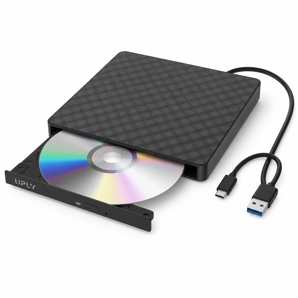 UPLY Externe DVD Speler & Brander – Plug & Play, geen drivers – USB-C én USB 3.0 – voor Laptop, Windows & Mac – CD & DVD