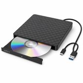 UPLY Lecteur et Graveur DVD Externe – Plug & Play, sans pilotes – USB-C et USB 3.0 – pour Ordinateur Portable, Windows & Mac – CD & DVD - Graphite Black
