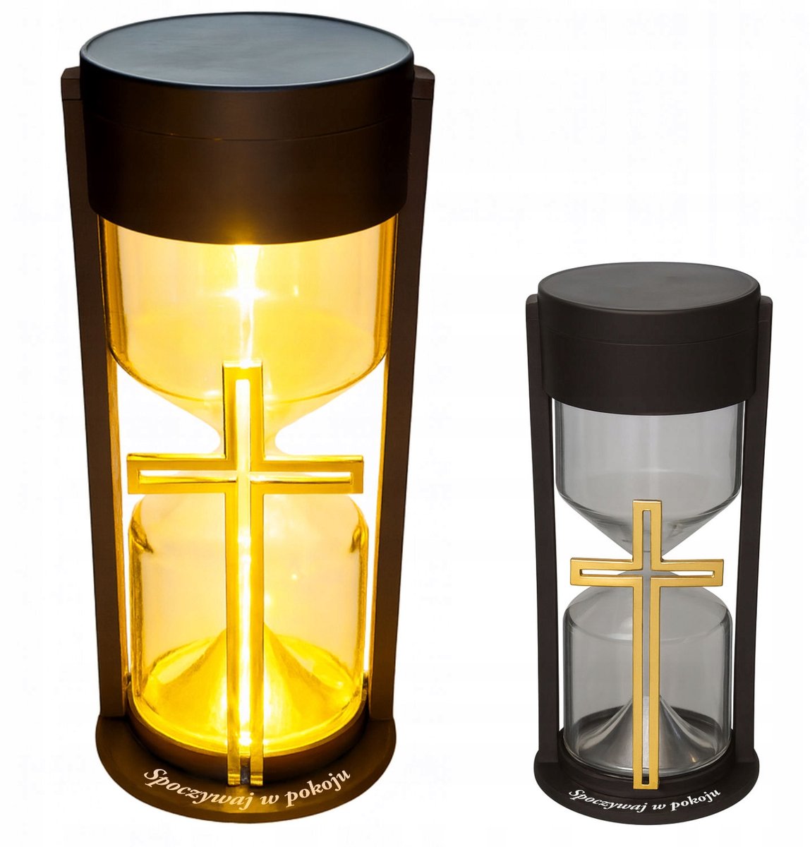 Zonne-LED Graf Lantaarn met Gouden Kruis - Duurzaam & Onderhoudsvrij