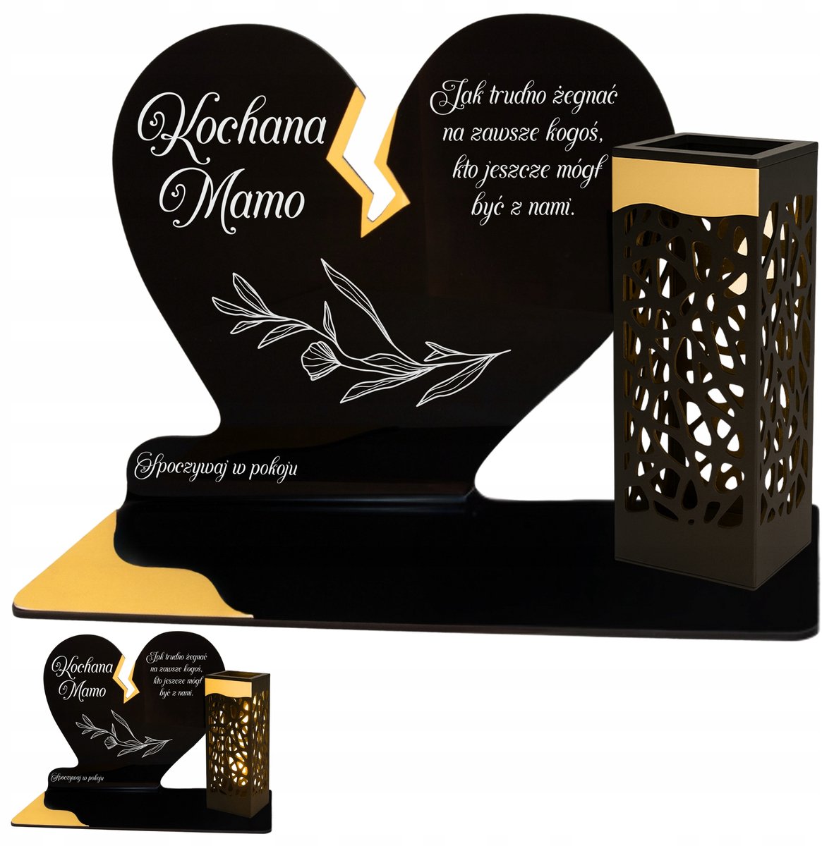 Zonneflits Hart voor Mama - LED Graflicht met Gouden Accent