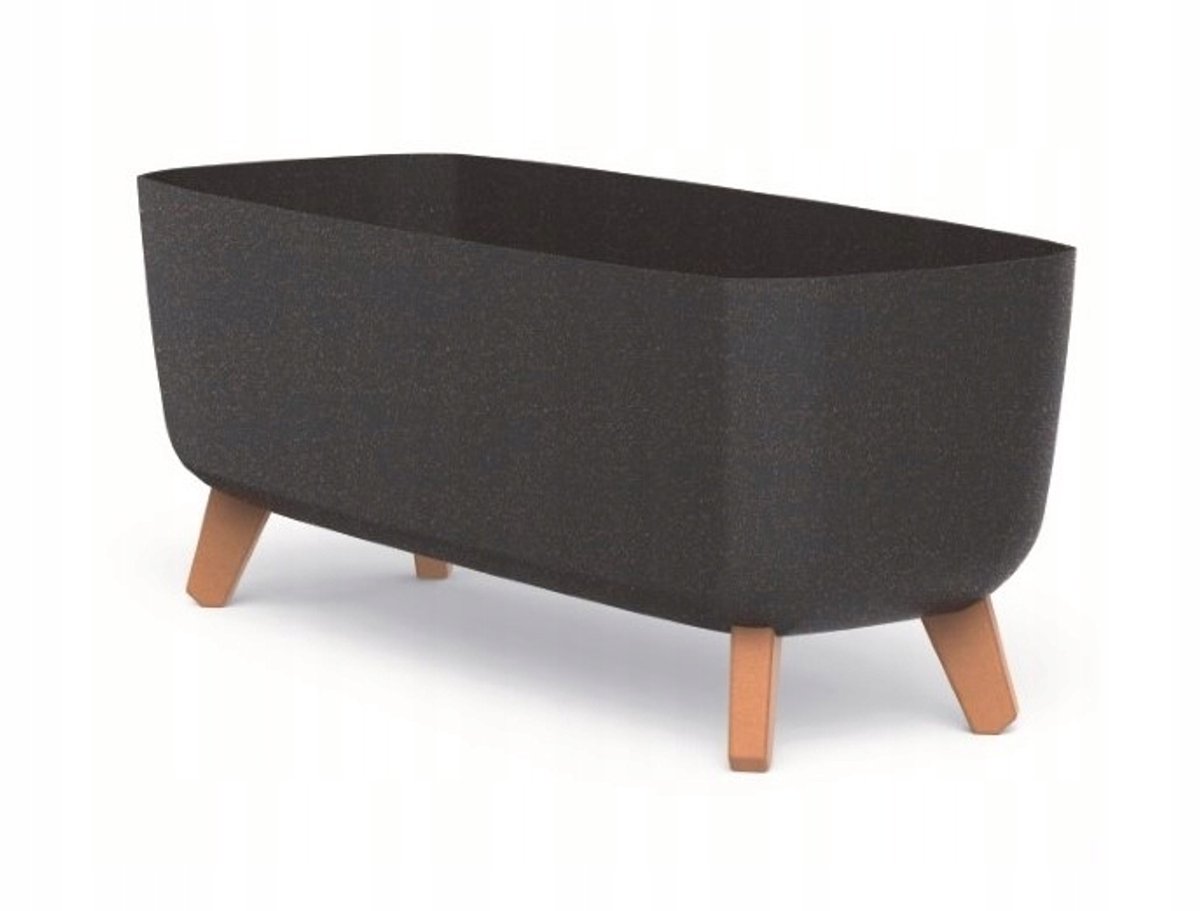 Antraciet Gracia Case Eco Wood Plantenbak met Poten - Modern Design