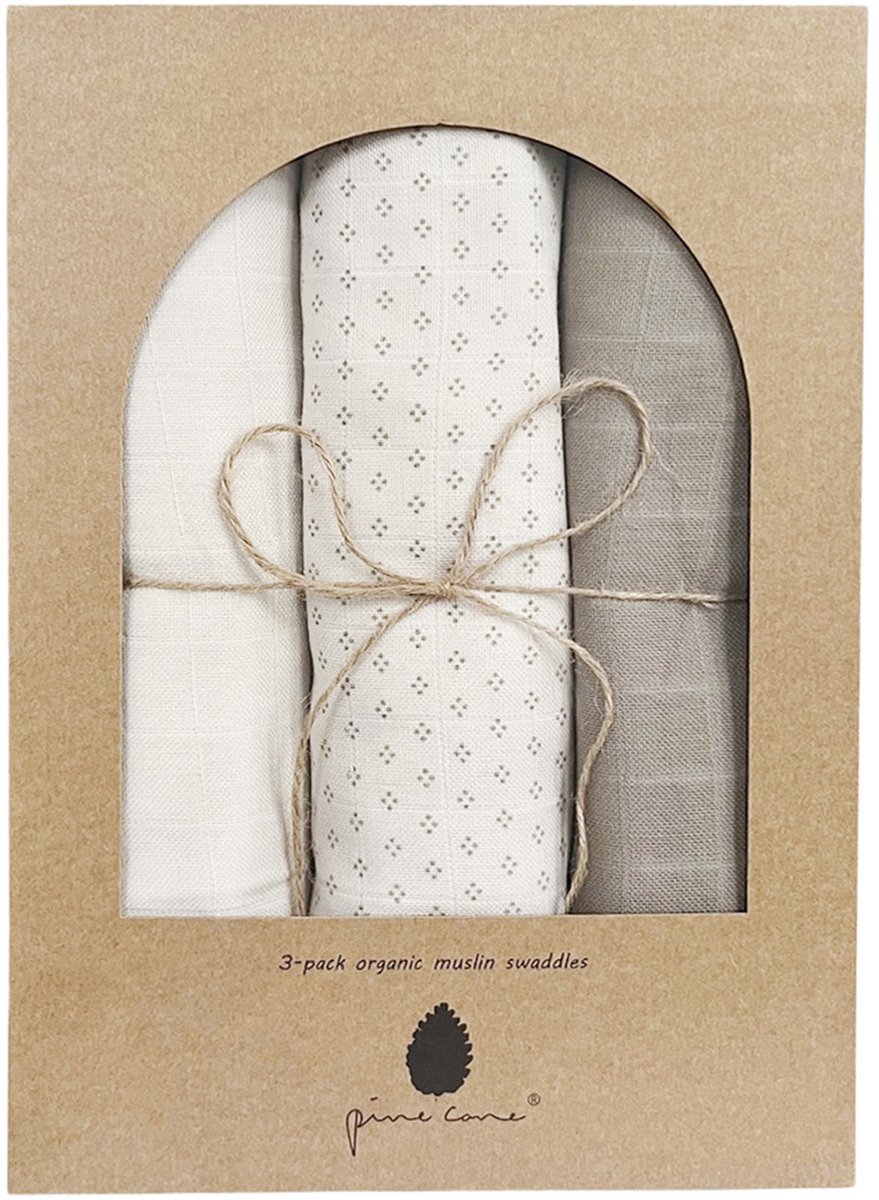 Pine Cone Gift Box Hydrofiele Doeken - 3 Stuks - 120 x 120 cm - Soft Meadow