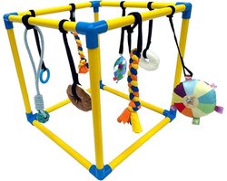 Honden Speelgym - Hondenpark - Binnen en buiten - Veilig en stevig - 50cm Kubus - Geel