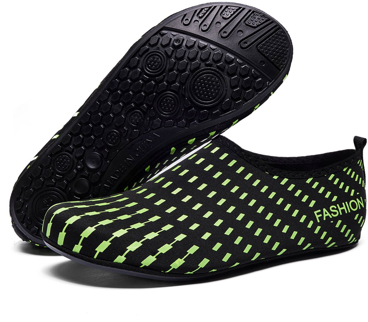 Unisex waterschoenen – Antislip surfschoenen – Lichtgewicht & flexibel – Blotevoetengevoel – Geschikt voor snorkelen, zwemmen, beachvolleybal, yoga en buitenactiviteiten – groente – Maat: EU 34-35