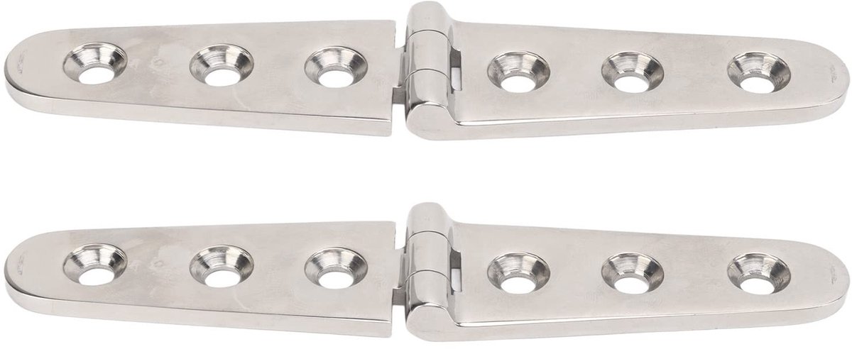 Dailygoods- Riemscharnier Hoogglans Gepolijst - Roestvrij Staal 316 - Duurzaam - Voor Bootdekken/Kasten - Eenvoudige Installatie - 4 mm Dikte - Scharnier