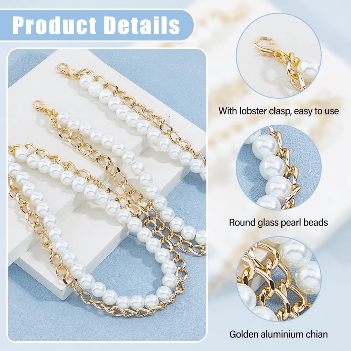 JHUBERS- Schoen Charms 36cm - Metalen Boot Kettingen - Decoratie voor Laarzen - DIY Casual Schoen - 2 Stuks - Verstelbaar met Parels - Schoenenketting