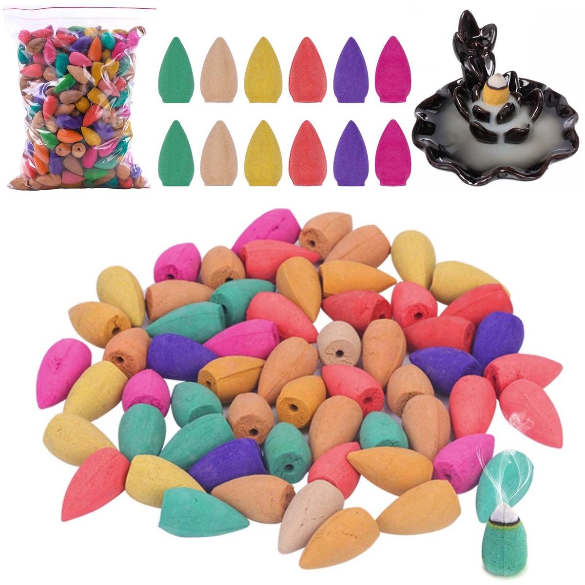 ZEYNOMAX- Wierookkegels 400 Stuks - Terugstroom Wierook - Natuurlijke Aromatische Geuren -