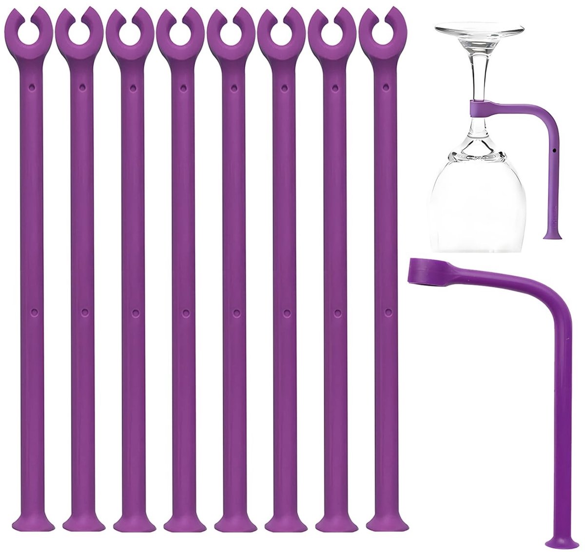 JHUBERS- Wijnglashouder Vaatwasser Protector - Flexibele Siliconen - Glasklem - Stemware Saver - 8 Stuks - Duurzaam en Veilig - Glashouder
