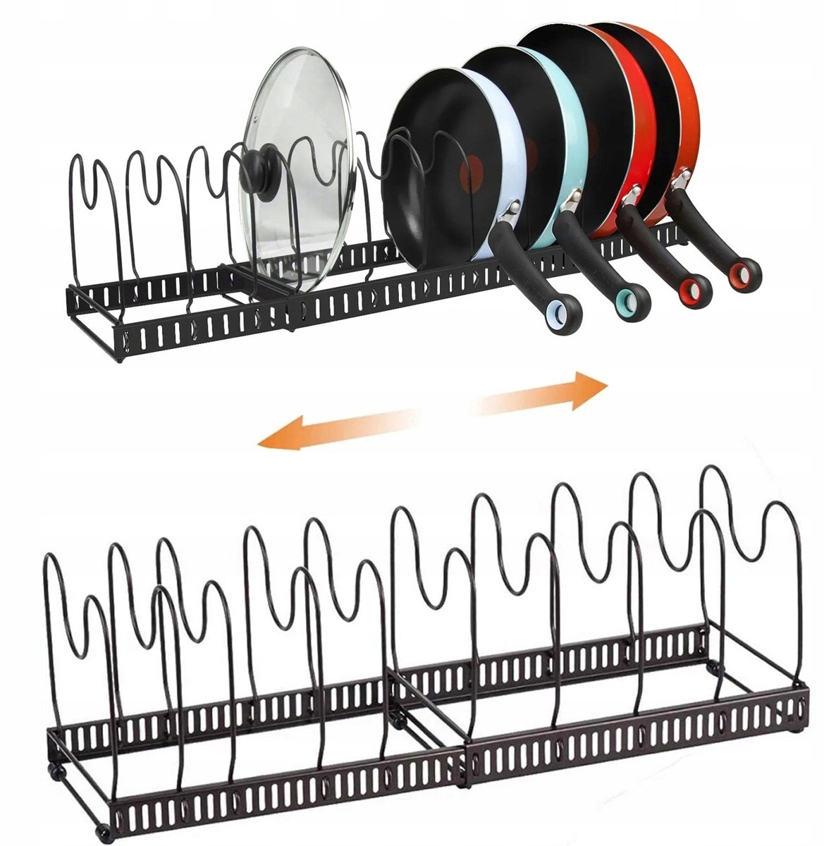 Uitschuifbare Pan & Deksel Organizer - Keuken Kast Opbergrek