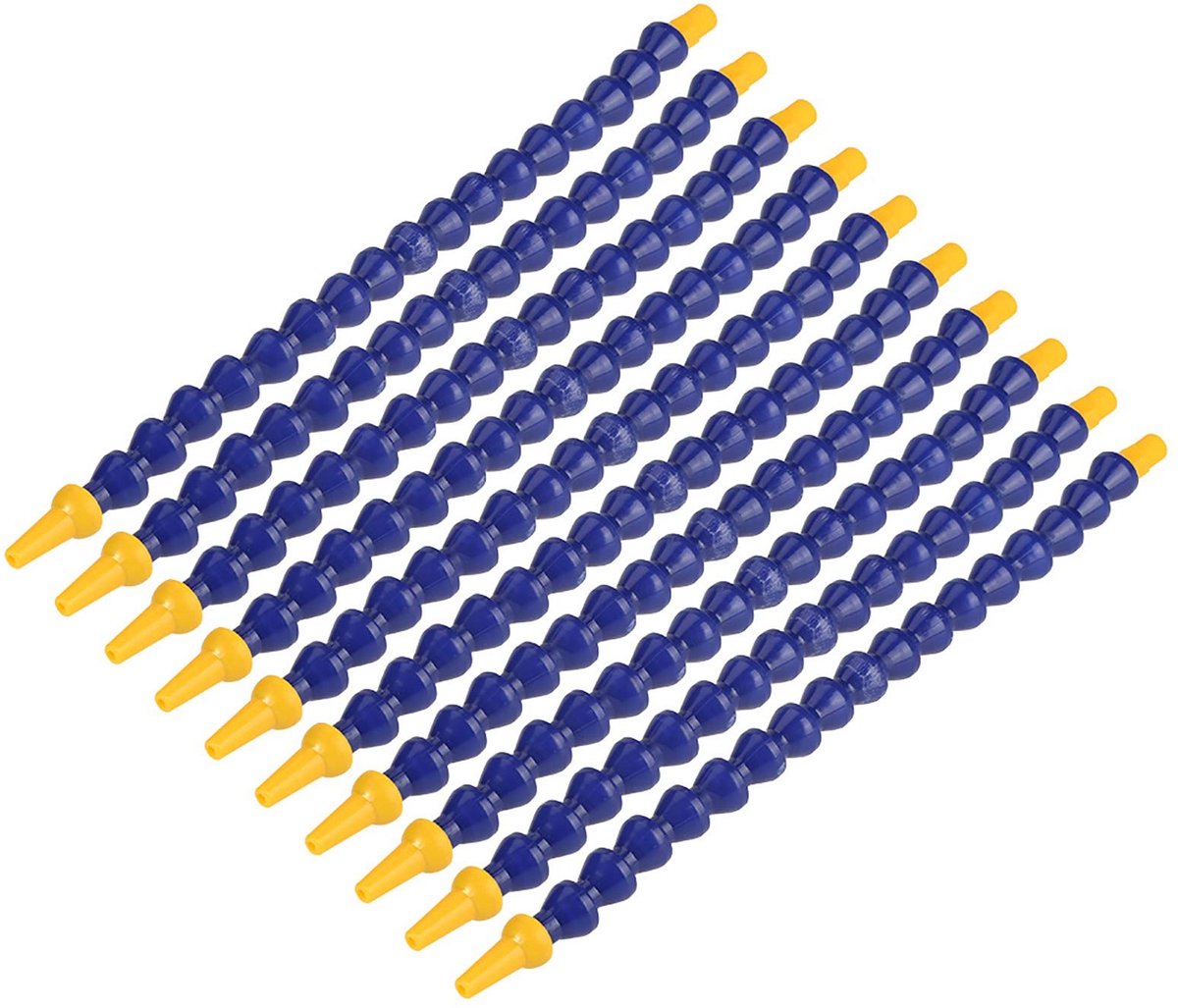 JHUBERS- Koelvloeistofpijp 10 Stuks - Flexibele Slang - Kunststof - 1/8 BSPT Draad - Ventiel - 0,6 x 30 cm - Blauw/Geel - Koelvloeistofslang