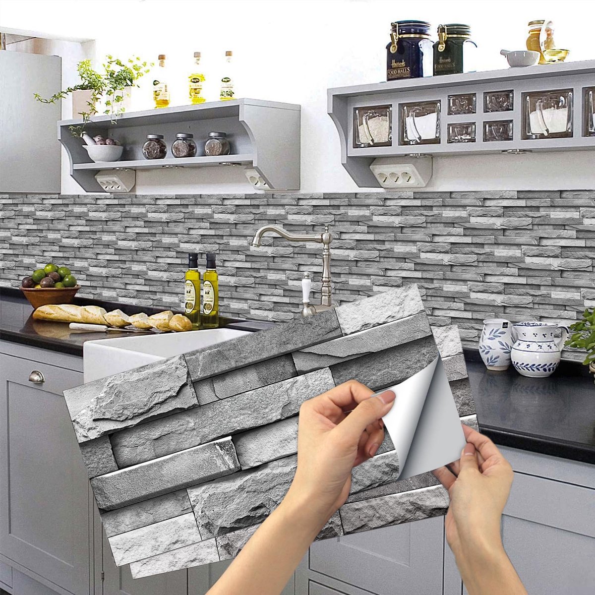 JHUBERS- Tegelstickers 12 Stuks - Zelfklevend - Waterdicht - Oliebestendig - Retro Stijl - Makkelijk te Reinigen - Muursticker