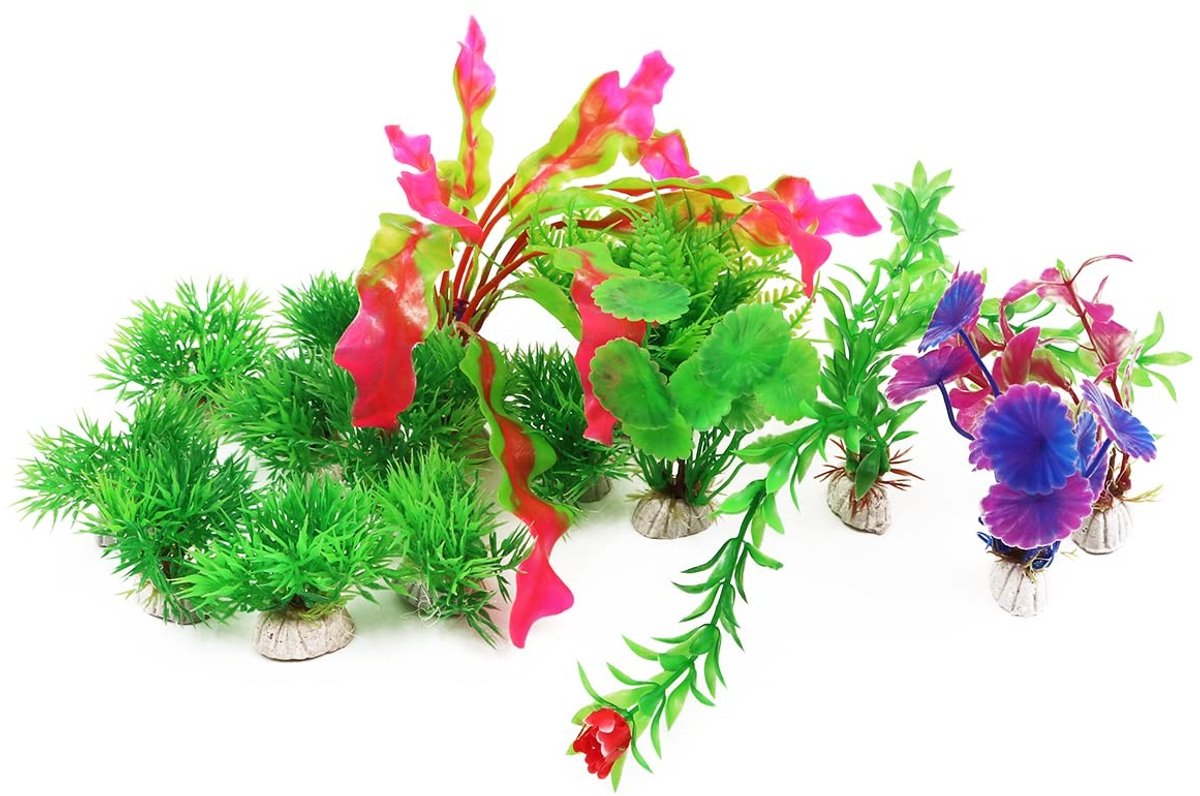 BRENZOOS- Aquariumplanten 16 Stuks - Kunstmatige Planten - Kunststof - Onderwaterdecoratie - Laag Onderhoud - Gemakkelijk te Wassen - Kunstplanten
