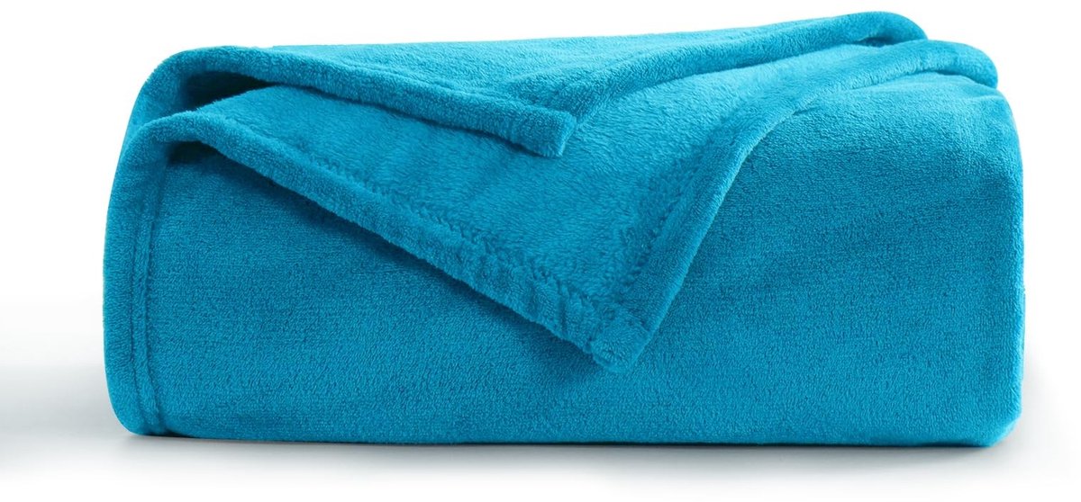 BRENZOOS - Fleecedeken - Warm en zacht - Eendenblauw - Ideaal voor binnen en buiten - Geschikt voor volwassenen en kinderen - 150 x 200 cm