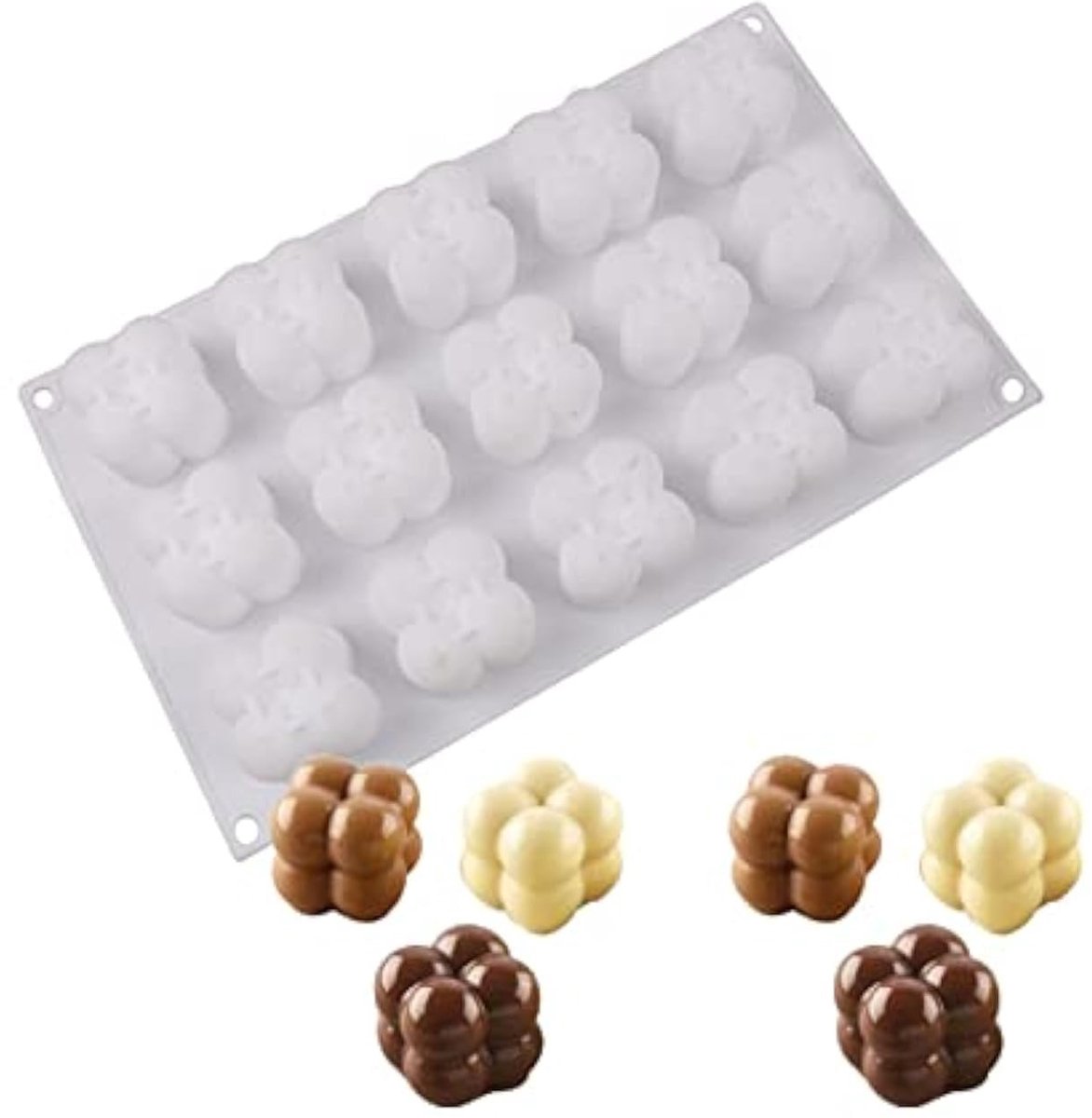 BRENZOOS- Bakvorm Mousse Cake 15-holte - Siliconen Mallen - Antiaanbak - Food-grade - Vaatwasserbestendig - Flexibel en Duurzaam - Siliconen Mal