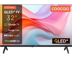 Coocaa 32CGQG41Z - 32 inch - QLED Google TV - HDR10 - Frameloos Design - Dolby Audio - WiFi & Bluetooth - Smart TV