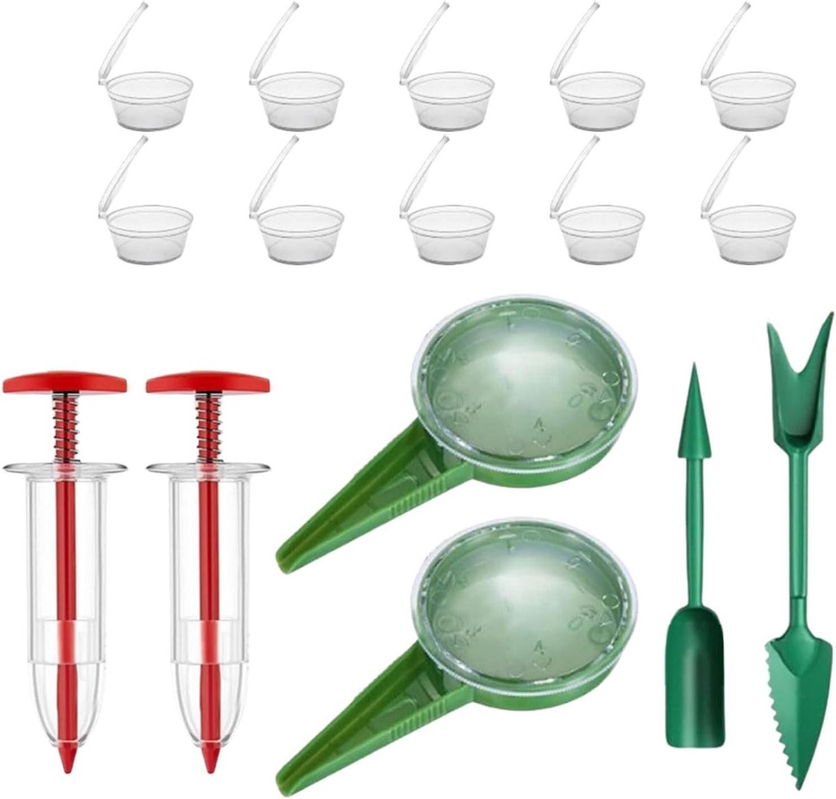 Plantenbak gereedschap - Handzaaier dispenser - Efficiënt zaaien - Gelijkmatige verdeling - 16 x 9 x 4 cm - Groen