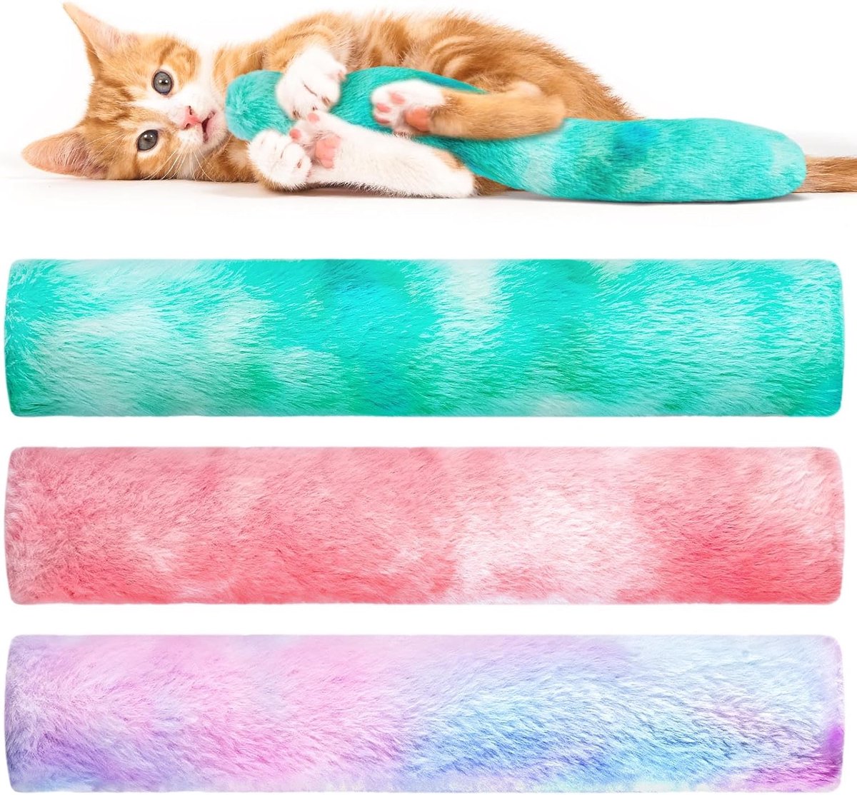 Oneay 3-delige kattenspeelgoedset met kattenkruid, kattenkussen met biologisch kattenkruid, pluche knuffelkussen, zacht en pluizig rustgevend speeltje voor huisdieren