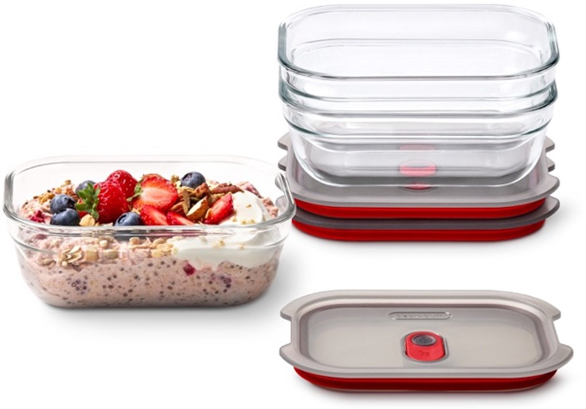 BLACK + BLUM Stack + Nest Meal Prep Vershoudbakjes Glas - 380ml - set van 3
