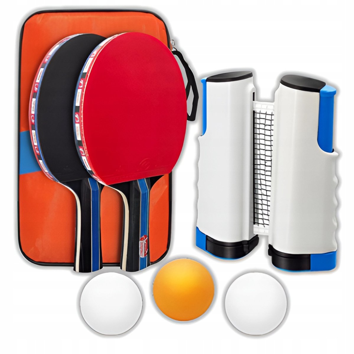 Complete Tafeltennisset: 2 Batjes, Net, Ballen & Tas