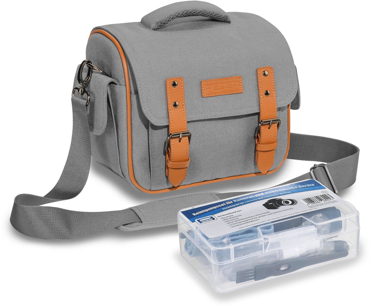 PEDEA Vintage Pro Grey - Camera Tas XL + Reinigingsset