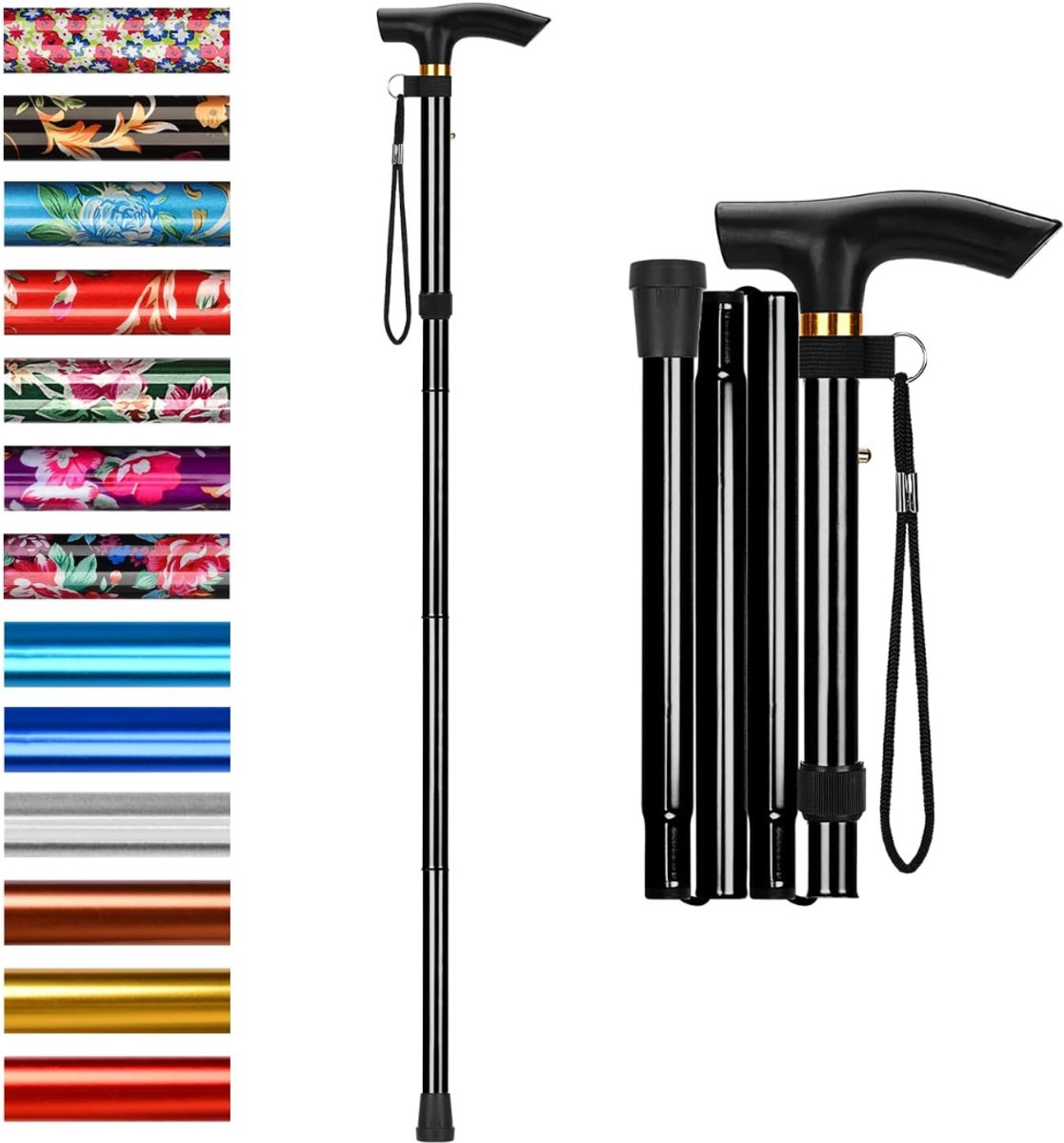 CLVP® Wandelstok Opvouwbaar - Wandelstokken Dames en Heren - Zwart
