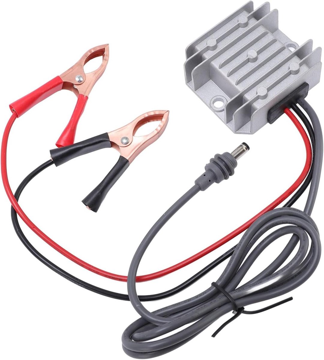 Voedingskabel Omvormer - DC Boost Kabel - Stabiele Stroom - IP68 Aluminium Behuizing - 98 cm Kabel - Grijs