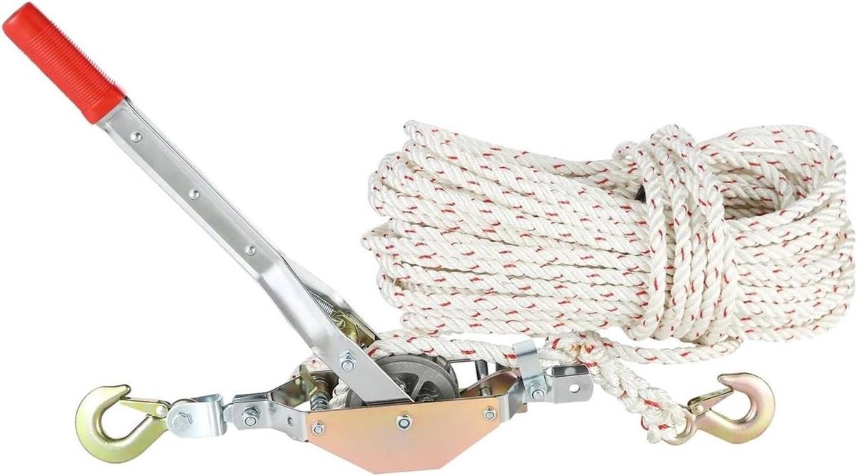 Handlier Touwtrekker - Trekker Lier - Zwaar Werk - Dubbele Haak - 075 Ton 30m - Metaal