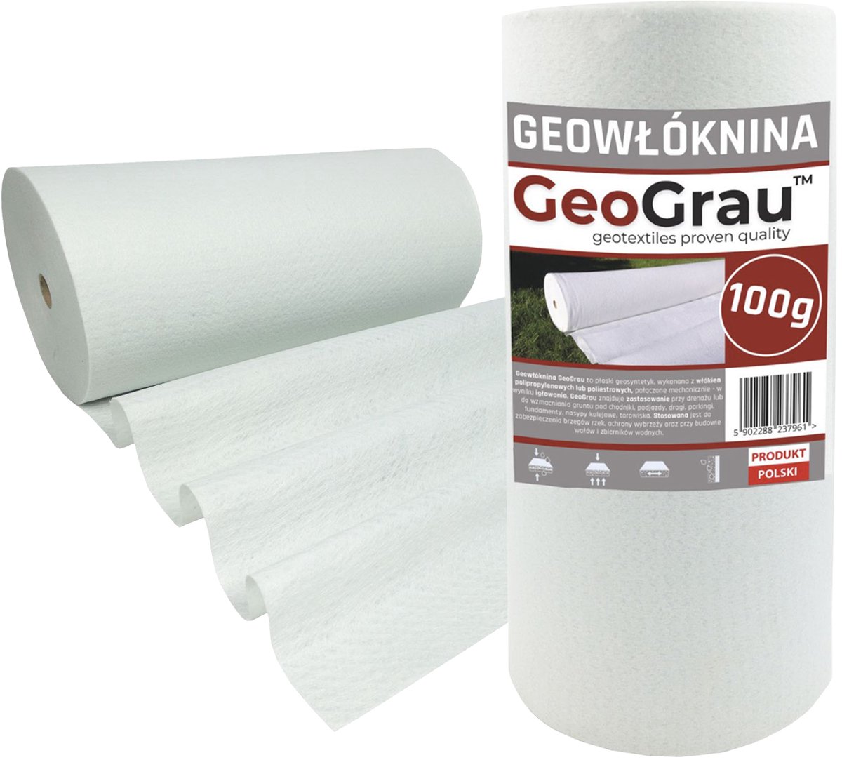 Geotextiel 100g Wit 1x50m - Drainage & Stabilisatie Grond