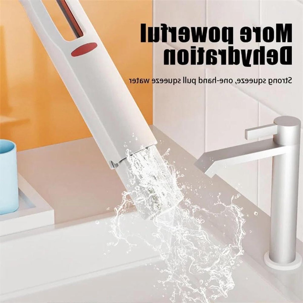 Mini Mop Draagbare Vloermop Snelle Schoonmaak Geïntegreerd Wassen Uitdrogen 24.5 cm Lengte Wit