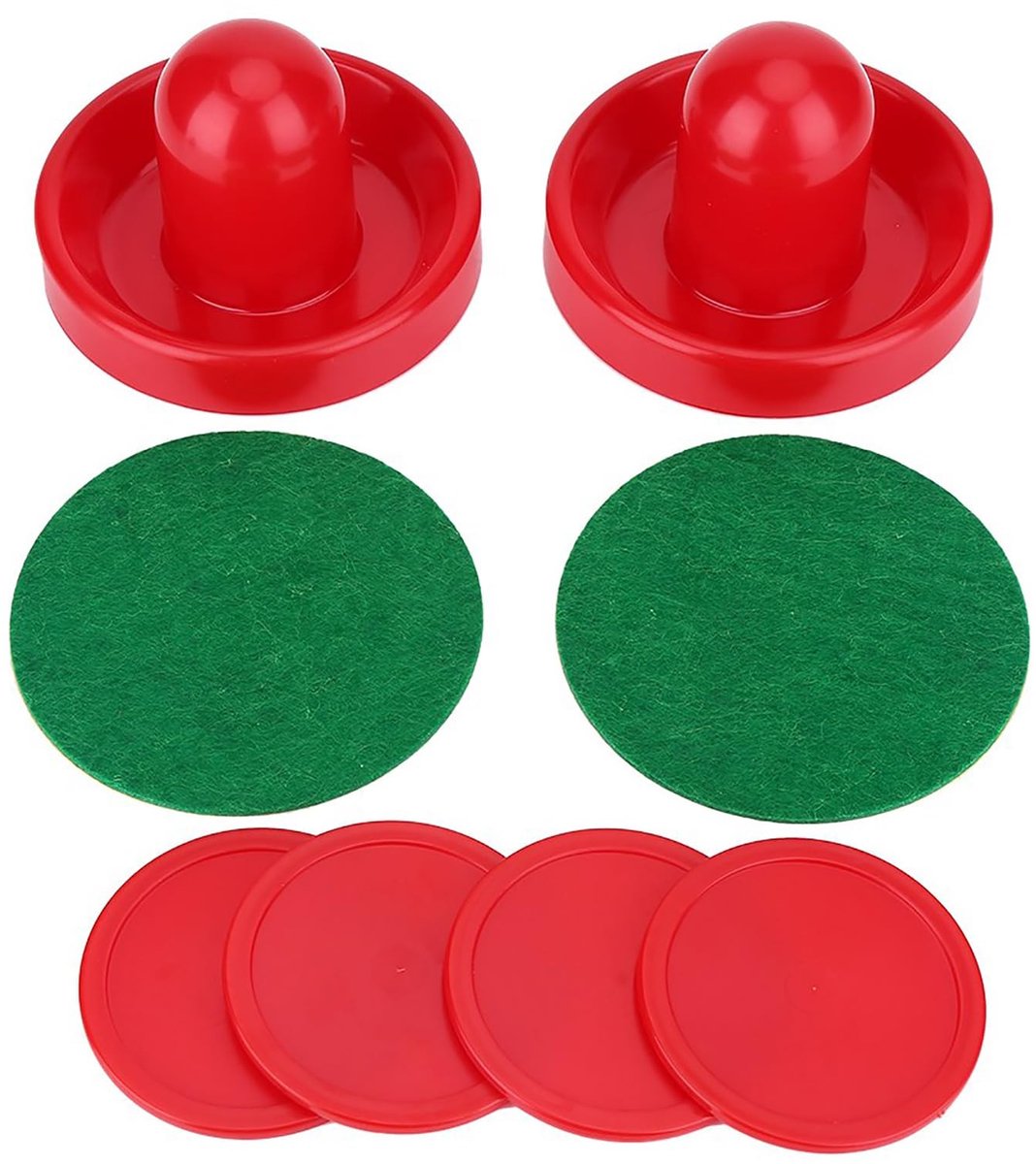 Dailygoods- Air Hockey Pucks Lichtgewicht - Vervangende Pucks - Duurzaam - Accessoires - 2 Pushers - 4 Puck Pack - Hockeyuitrusting