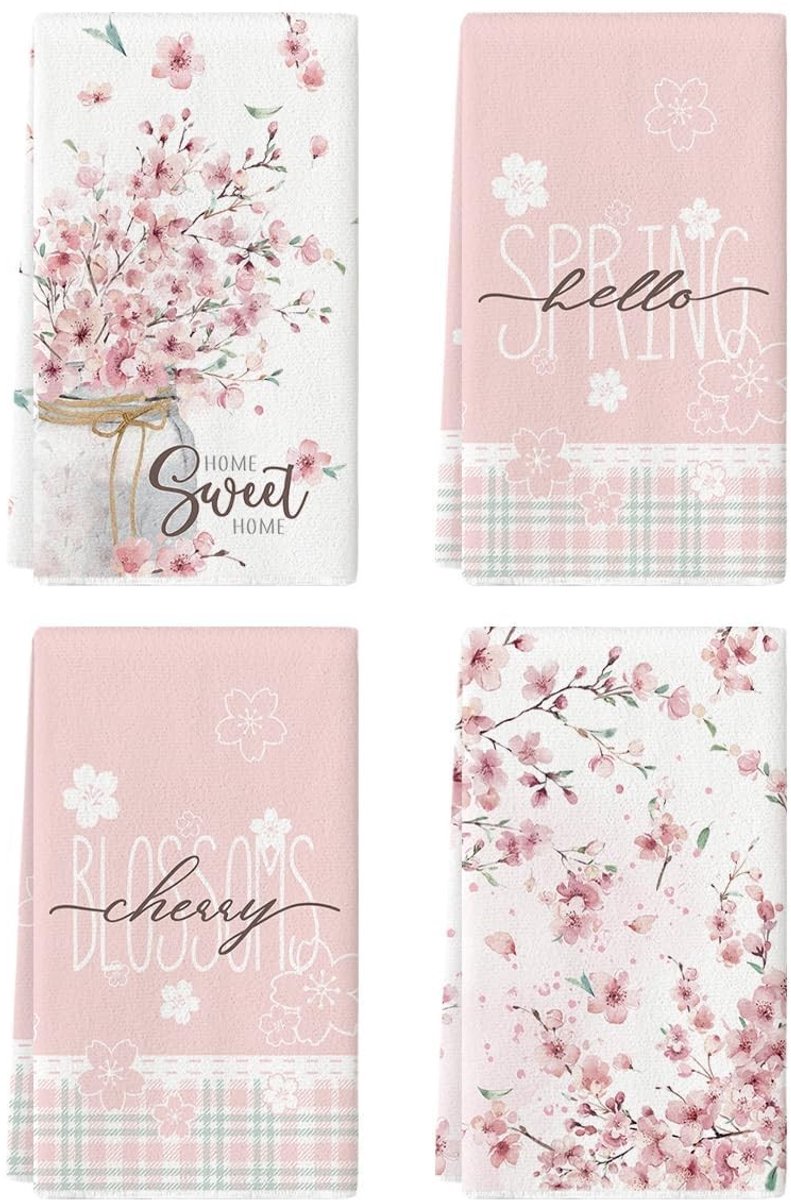 Dailygoods - Kersenbloesemvaas Theedoeken Set - Zacht en Stijlvol - 42 x 65 cm - Keukenaccessoires - Perfect Cadeau - Machinewasbaar