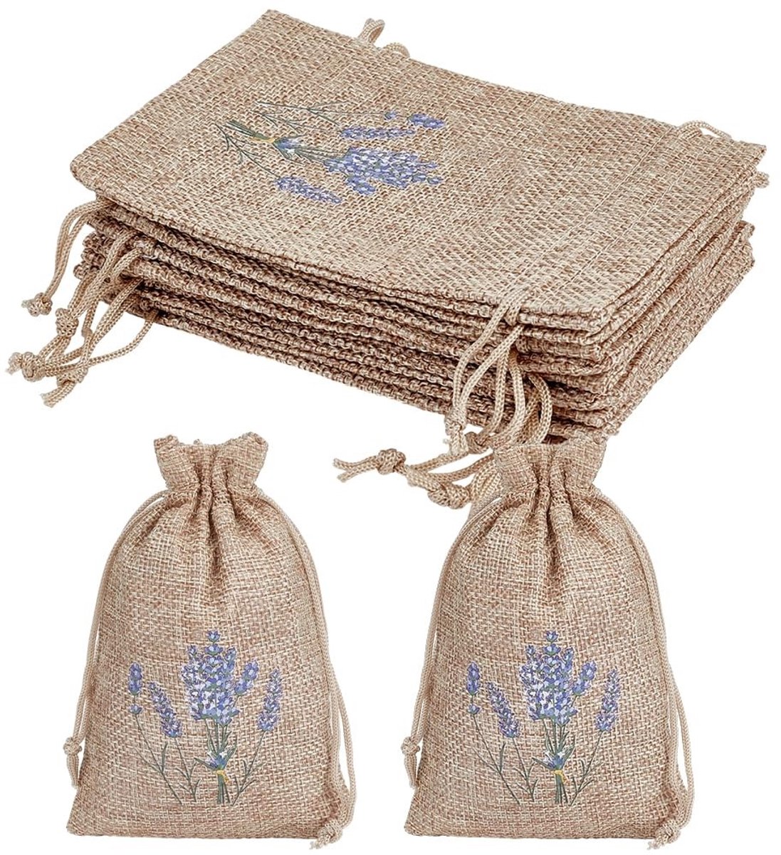 Dailygoods- Lavendelzakken 16 Stuks - Klein Linnen Zakje - 15x10cm - Trekkoord - Voor Sieraden/Kruiden - Praktisch en Veelzijdig - Sachet