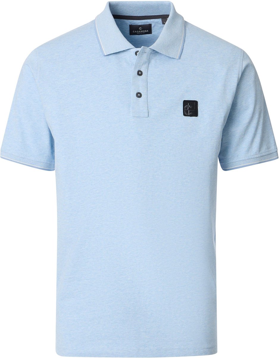 CASAMODA Polo Jersey Tipping Lichtblauw - Maat XL - Heren