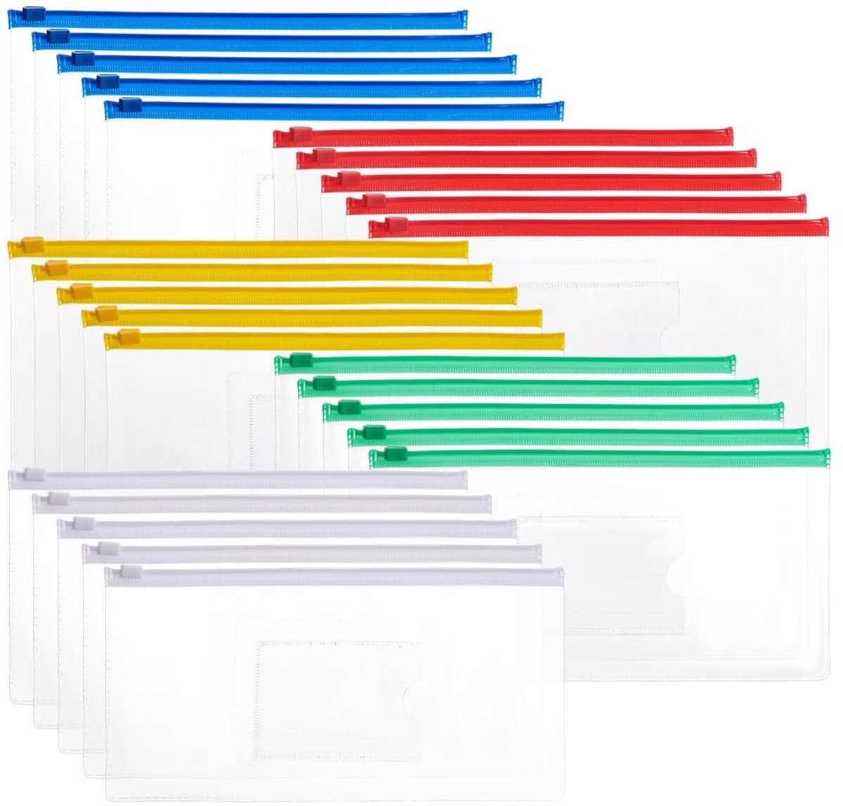Dailygoods- Ritsenveloppen 100 stuks - Doorzichtige Plastic Zakjes - Labelvak voor Kantoorbenodigdheden - Potloodzakjes - Perfect voor Organisatie - Ritssluiting - Plastic Zakken