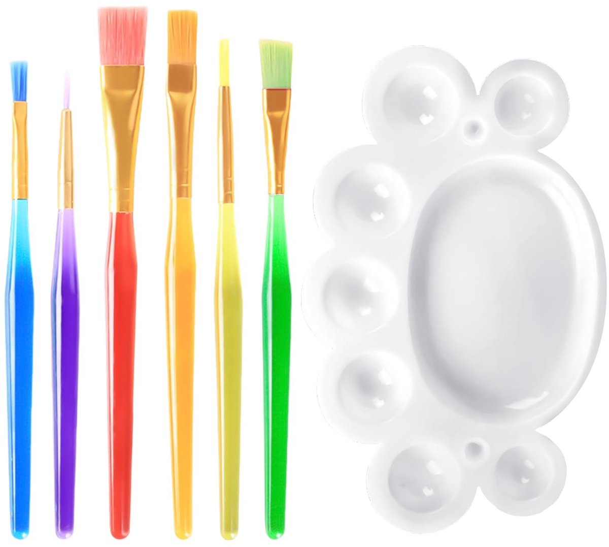 Dailygoods- Penselen Set 6 Stuks - Palet 16 cm - Taartkwast - Decoratiekwast - Bakborstel - Nylon Borstel, Lichtgewicht - Kwasten