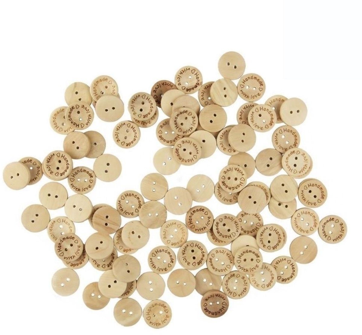 Dailygoods- Naaiknop 200 Stuks - Houten Knopen - 20 mm - 2 Gaten - Perfect voor Naaien - Scrapbooking - Handgemaakt met Liefde
