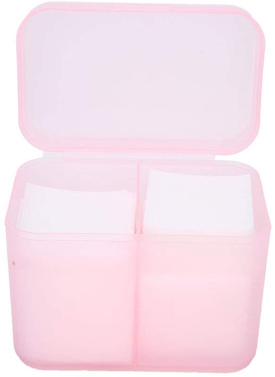 Dailygoods- Wattenschijfhouder - Dispenser voor Wattenpads - Organizer - Opbergdoos met 2 Vakjes - Transparant Deksel - Duurzaam Materiaal - Nagelbox