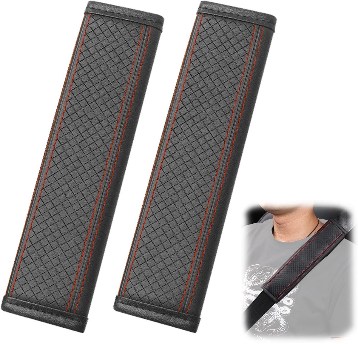 Dailygoods- Autogordelbeschermer - 2 Stuks - Zacht Leer - Gordelkussen - Veiligheidsgordel - Ademend - Duurzaam