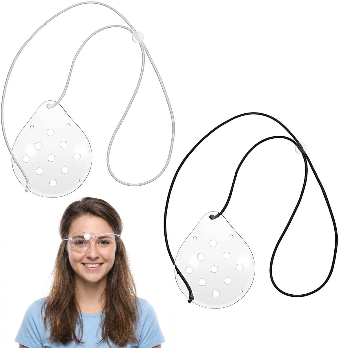 Dailygoods- Oogklep Ademend - Oogmasker - Oogbescherming - Kunststof - Elastisch - 2 Stuks - Lichtgewicht