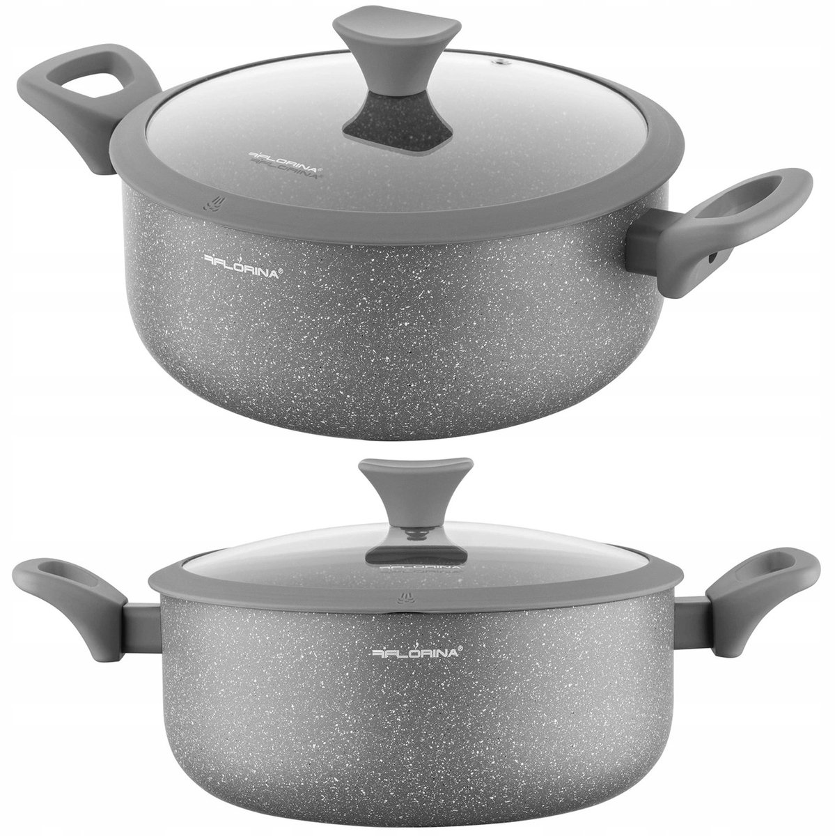 Florina Pierre Aluminium Marmorlook Pan 20cm 2.3L Non-Stick Grijs