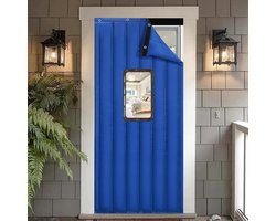 Thermostisch Deurgordijn - Isolerend Gordijn - Buitenisolatie - Met Transparant Venster - 80x220 cm - Blauw