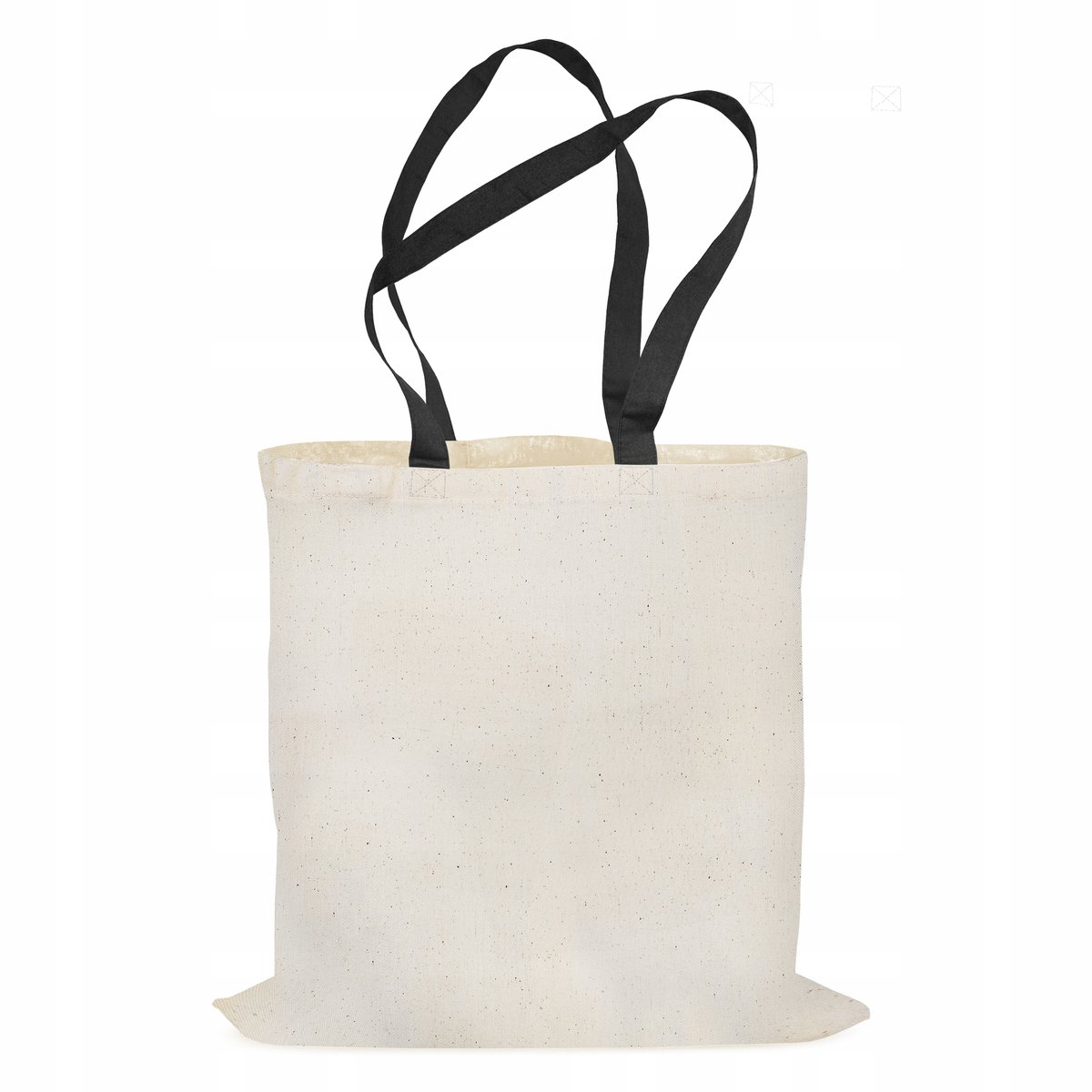Ecru Katoenen Boodschappentas 38x42cm met Zwart Handvat (220g)